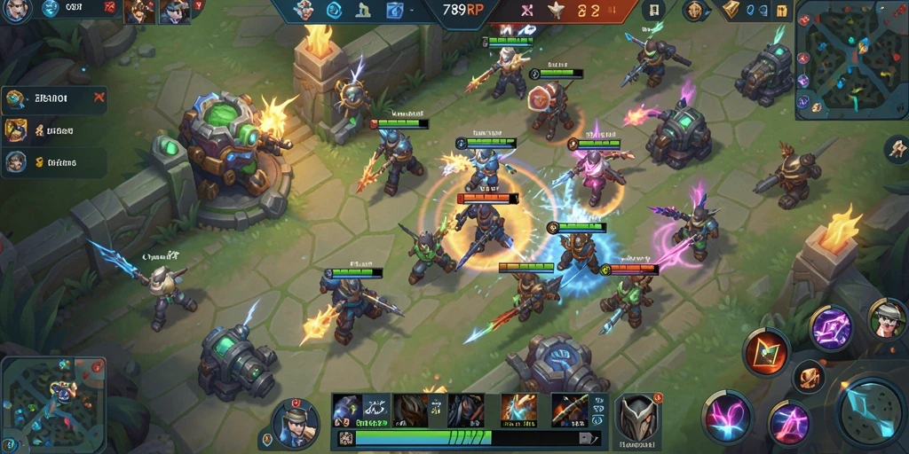 Screenshot gameplay menarik dari 789RP yang menunjukkan aksi pertempuran MOBA.