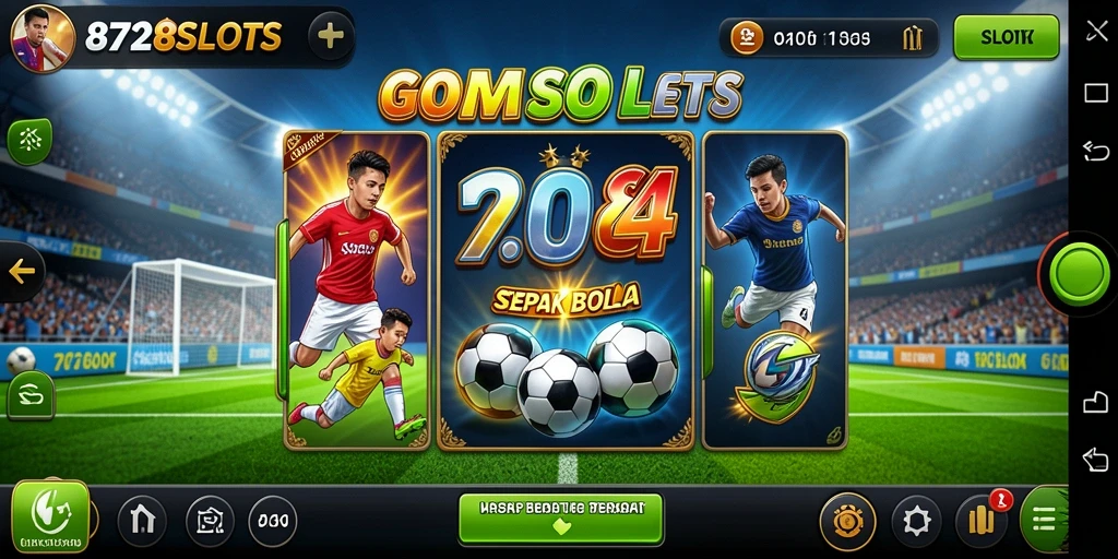 Tampilan gameplay menarik dari 8728SLOTS dengan tema sepak bola.