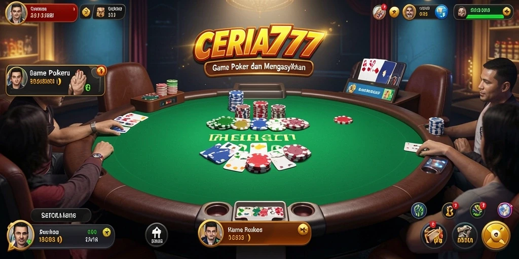 Tampilan utama gameplay CERIA777 dengan suasana poker yang seru.