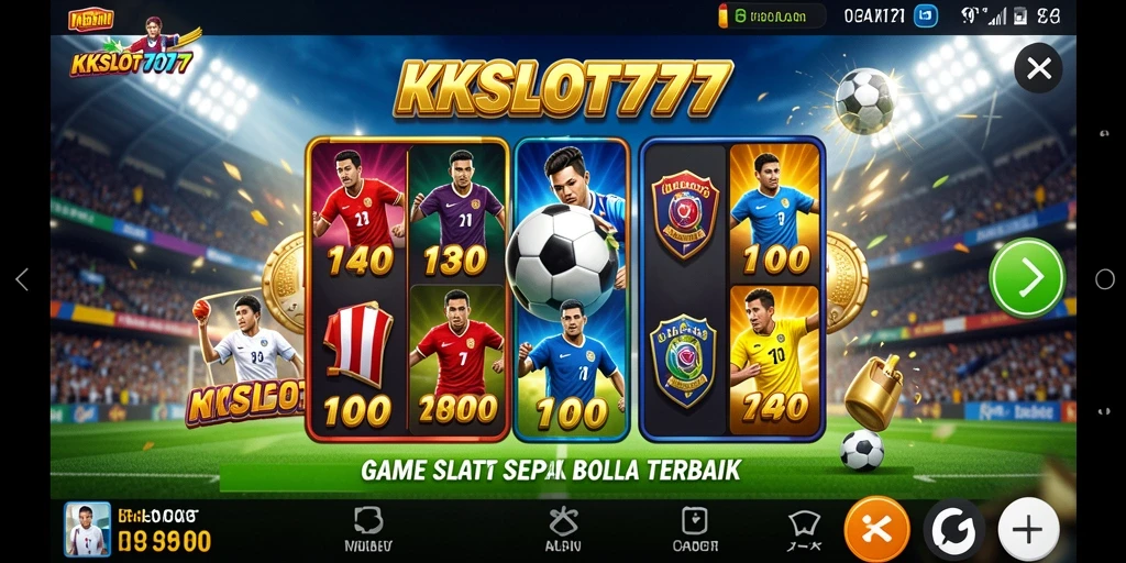 Screenshot gameplay KKSLOT777 dengan tema sepak bola yang menarik.
