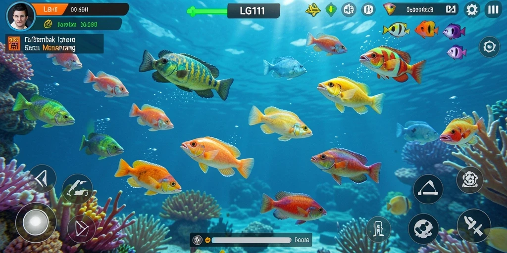 Tampilan gameplay LG111 yang penuh aksi Tembak Ikan.